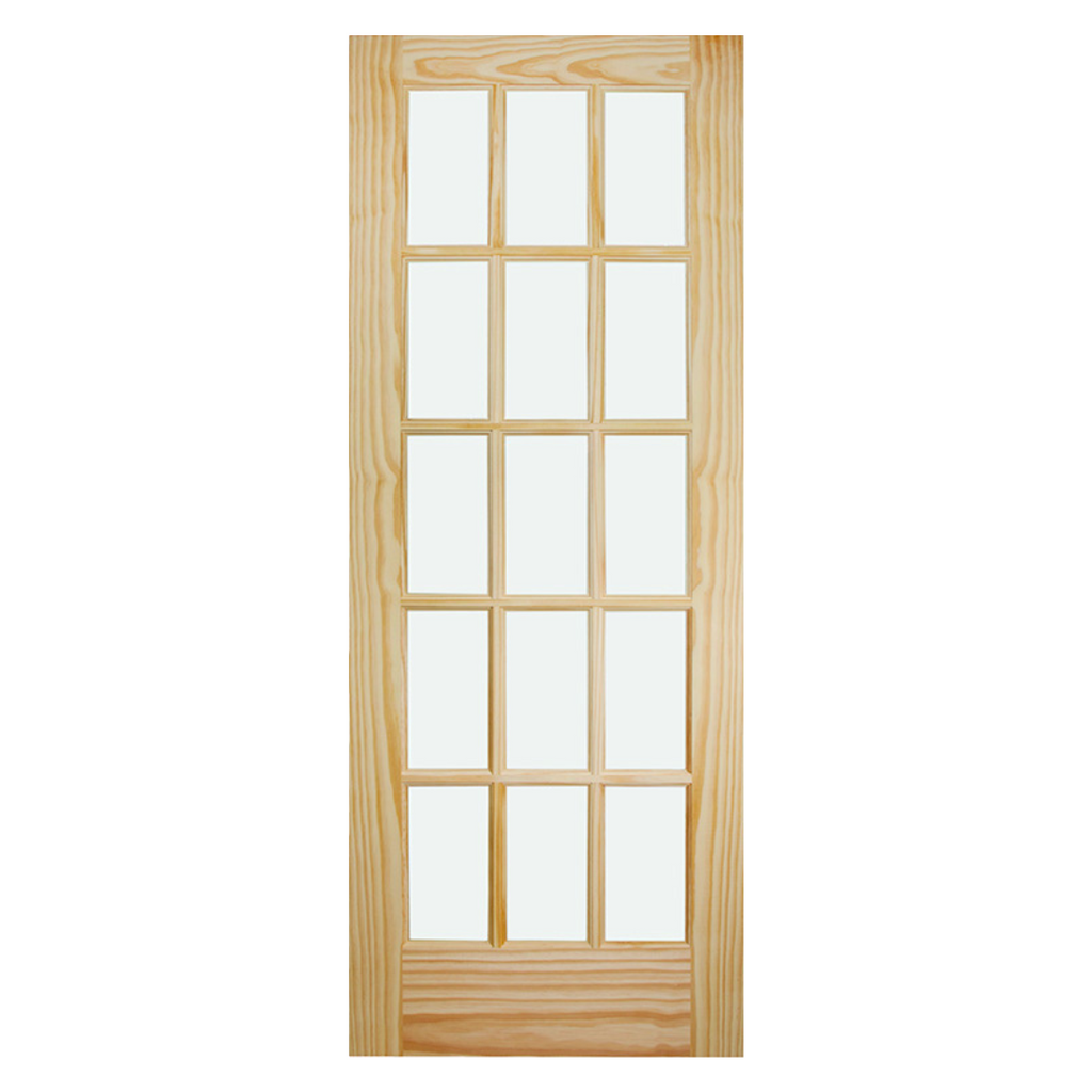 15 Lite Pine Single Interior Door Slab