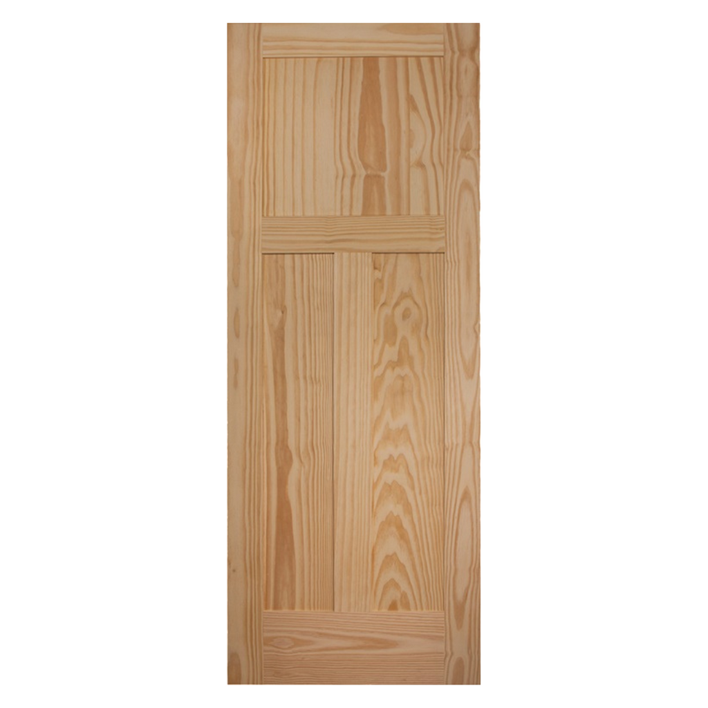 3 Panel Clear Pine Shaker Pre-hung Interior Wood Door