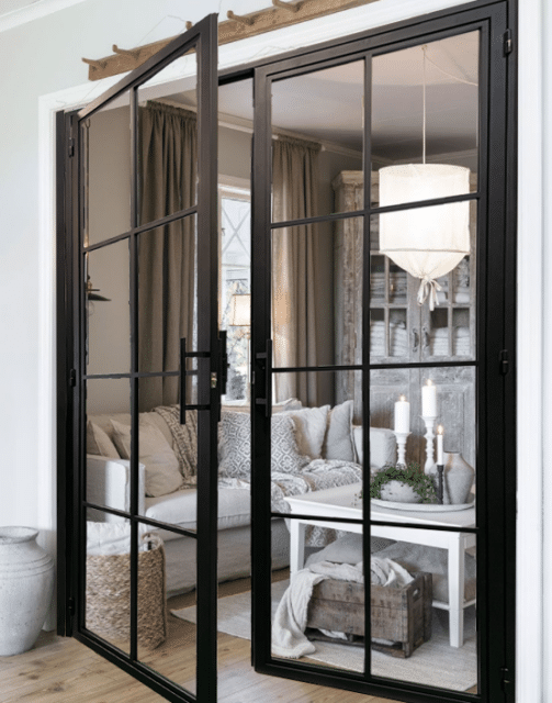 8 Lite Interior Iron Door; Clear Glass