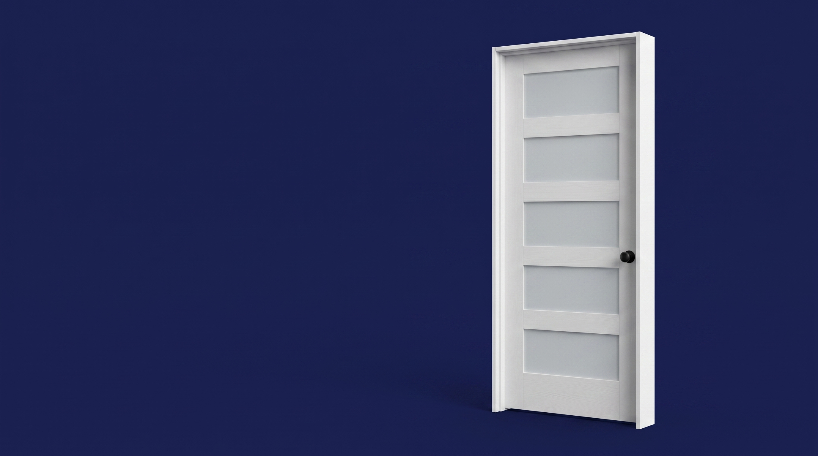 Interior Doors — 5-Lite Frosted primed interior door on navy