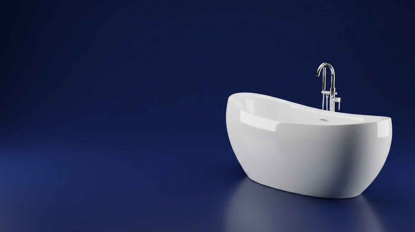 Bathroom Appliances — freestanding tub on navy background