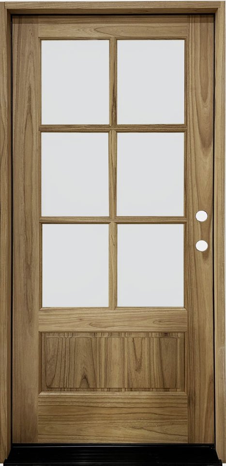 Sahara Series; 6 Lite Thermo-Wood Single Door; Left Hand Swing; Clear Beveled Glass