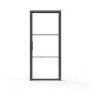 modern interior steel door, clear glass, black finish