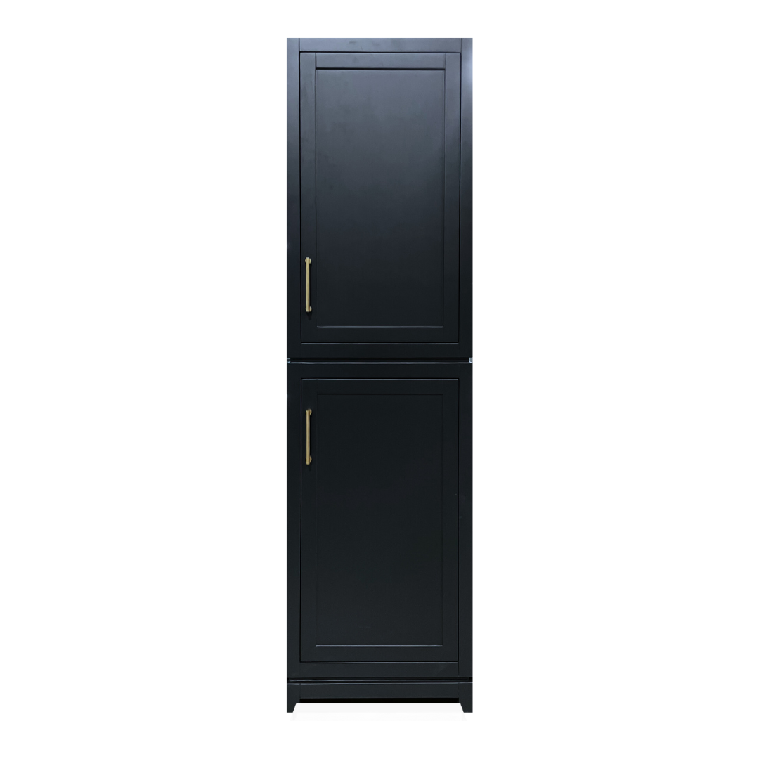 Rue Vanity; After Midnight w/ Gold Hardware; Linen Cabinet