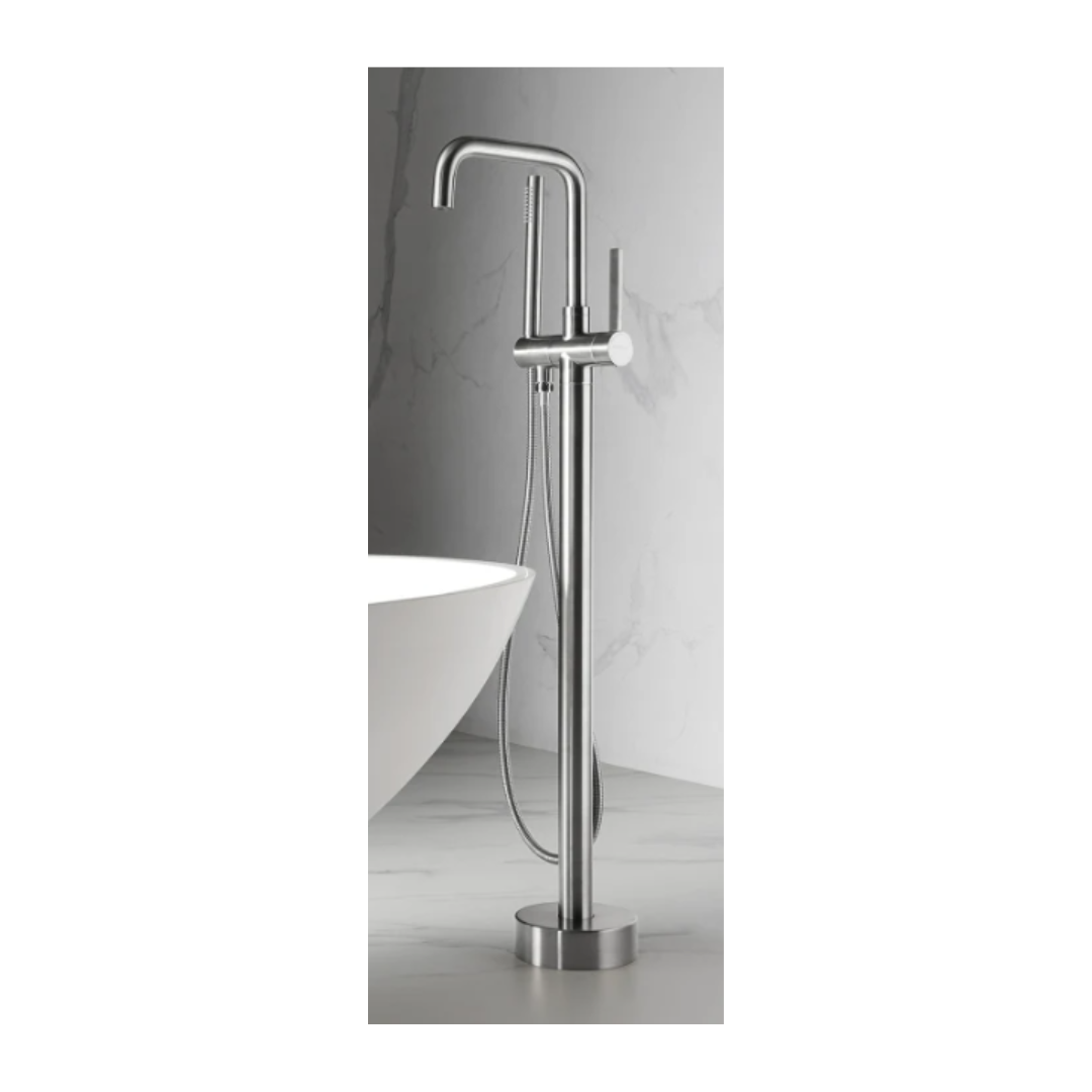 Drift Freestanding Tub Filler; Brushed Nickel