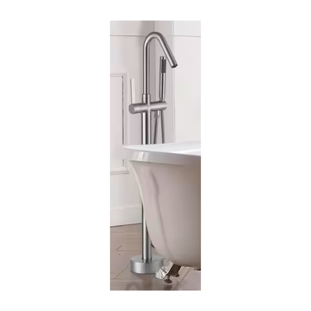 Stream Freestanding Tub Filler; Brushed Nickel