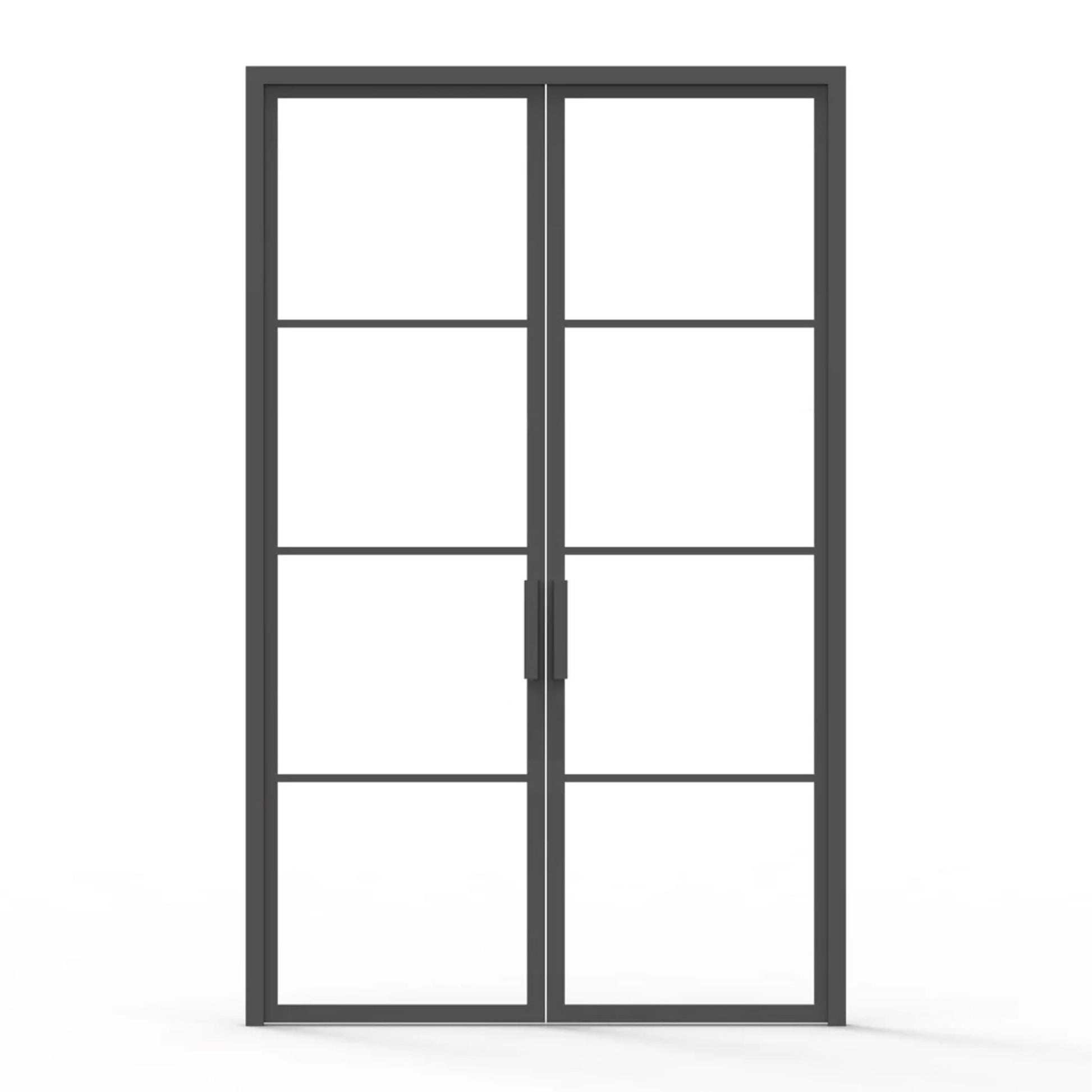 4 lite interior iron door, clear glass, flat handle, 60" x 96"