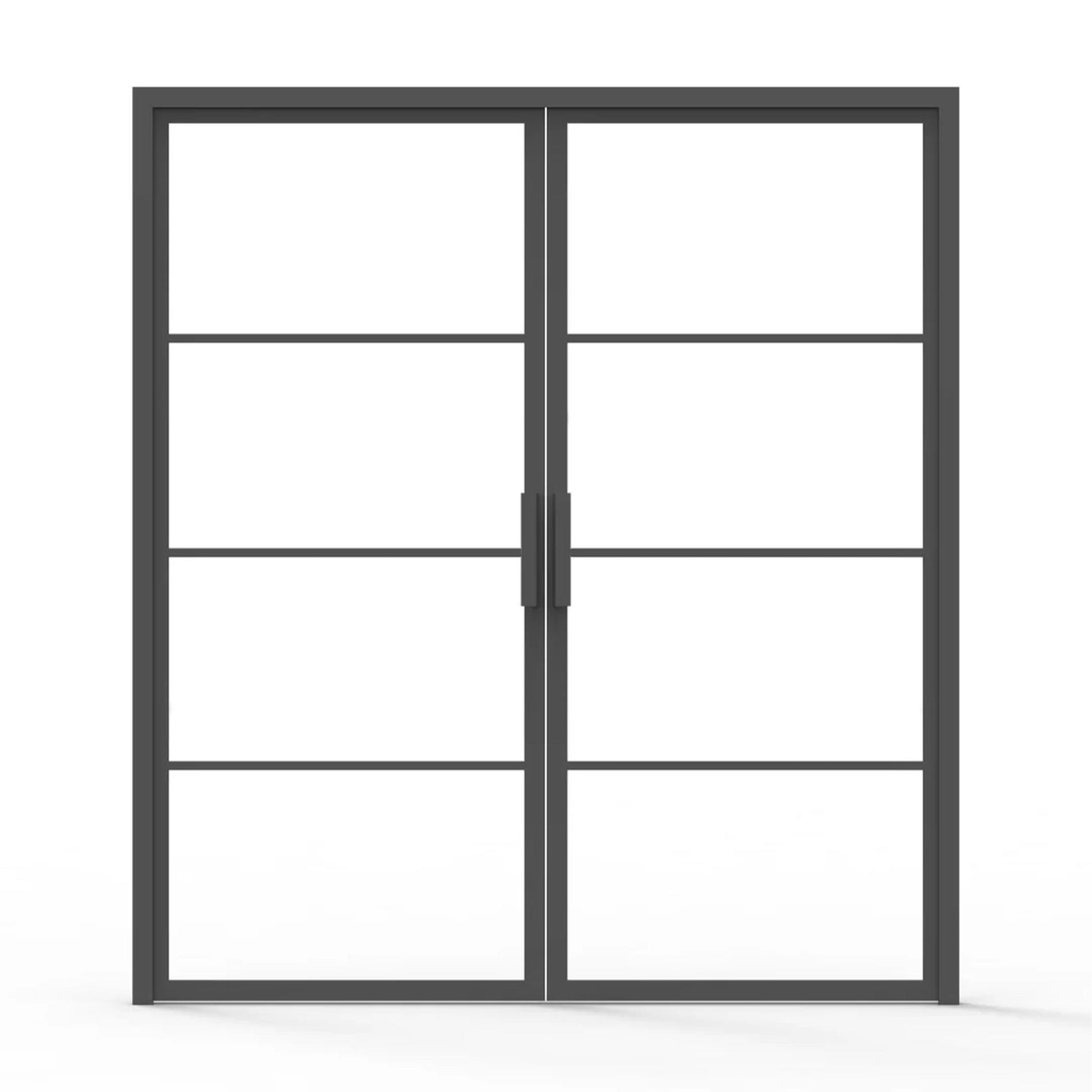 8 lite interior iron door, clear glass, flat handle, 72" x 80"