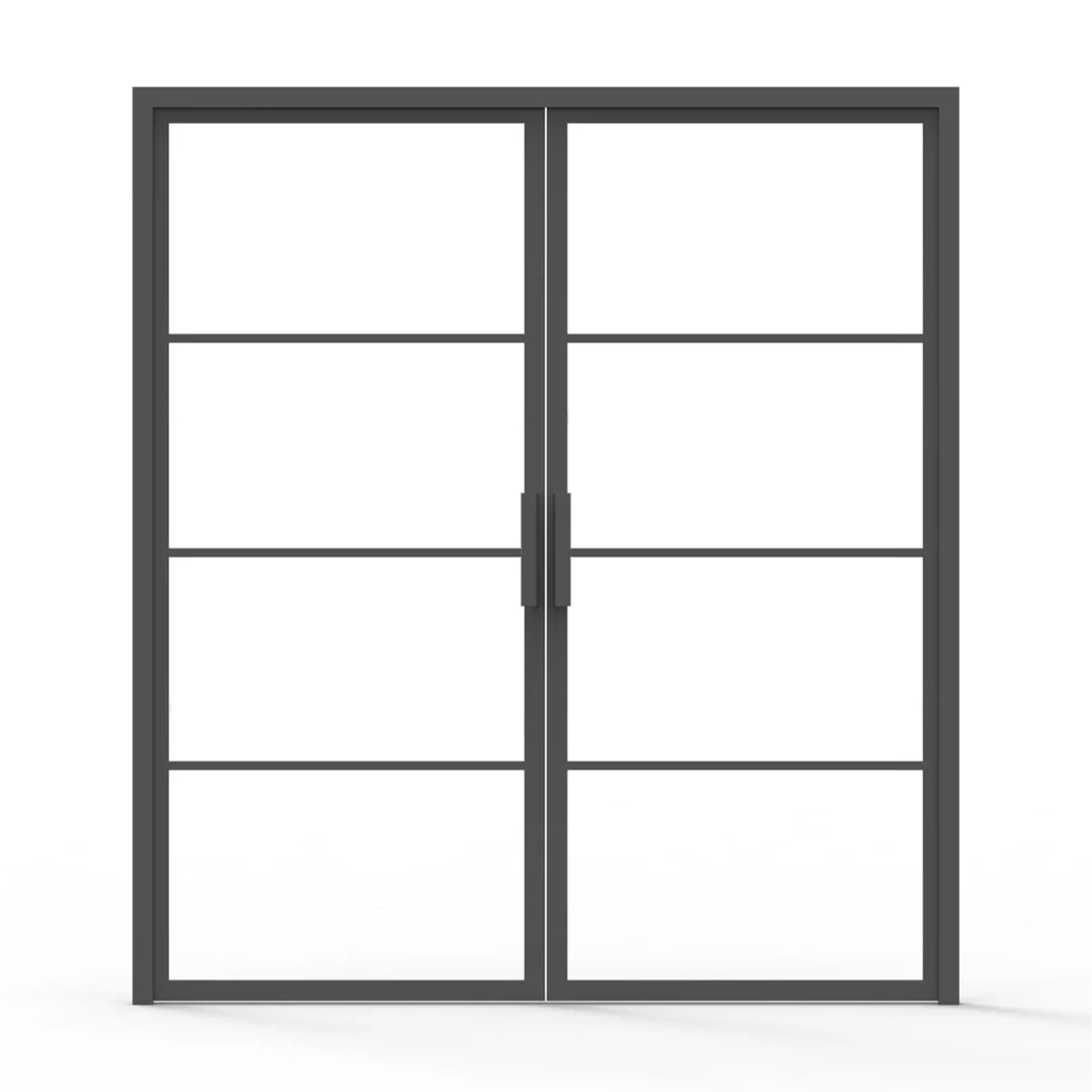 8 lite interior iron door, clear glass, flat handle, 72" x 80"