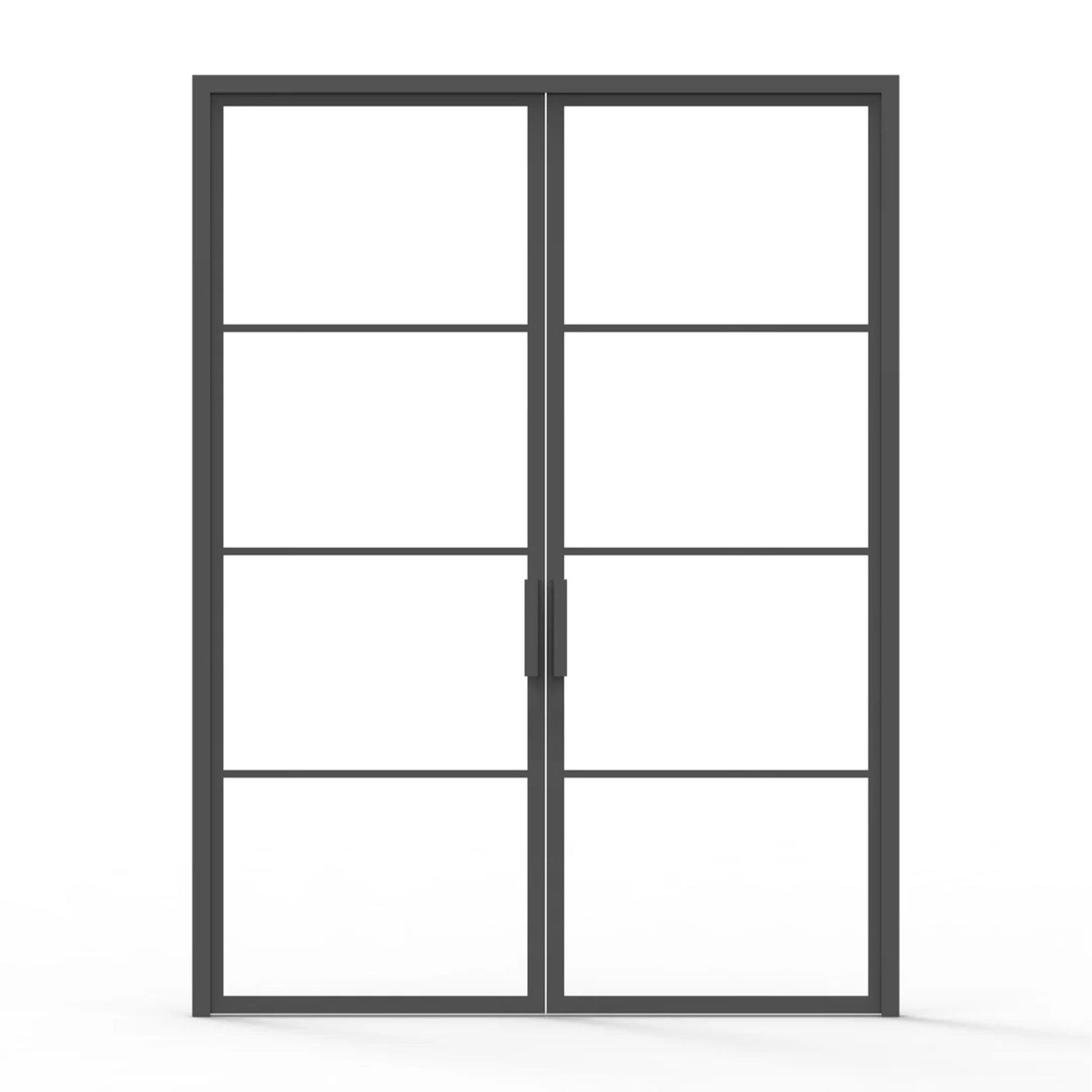 4 lite interior iron door, clear glass, flat handle, 72" x 96"