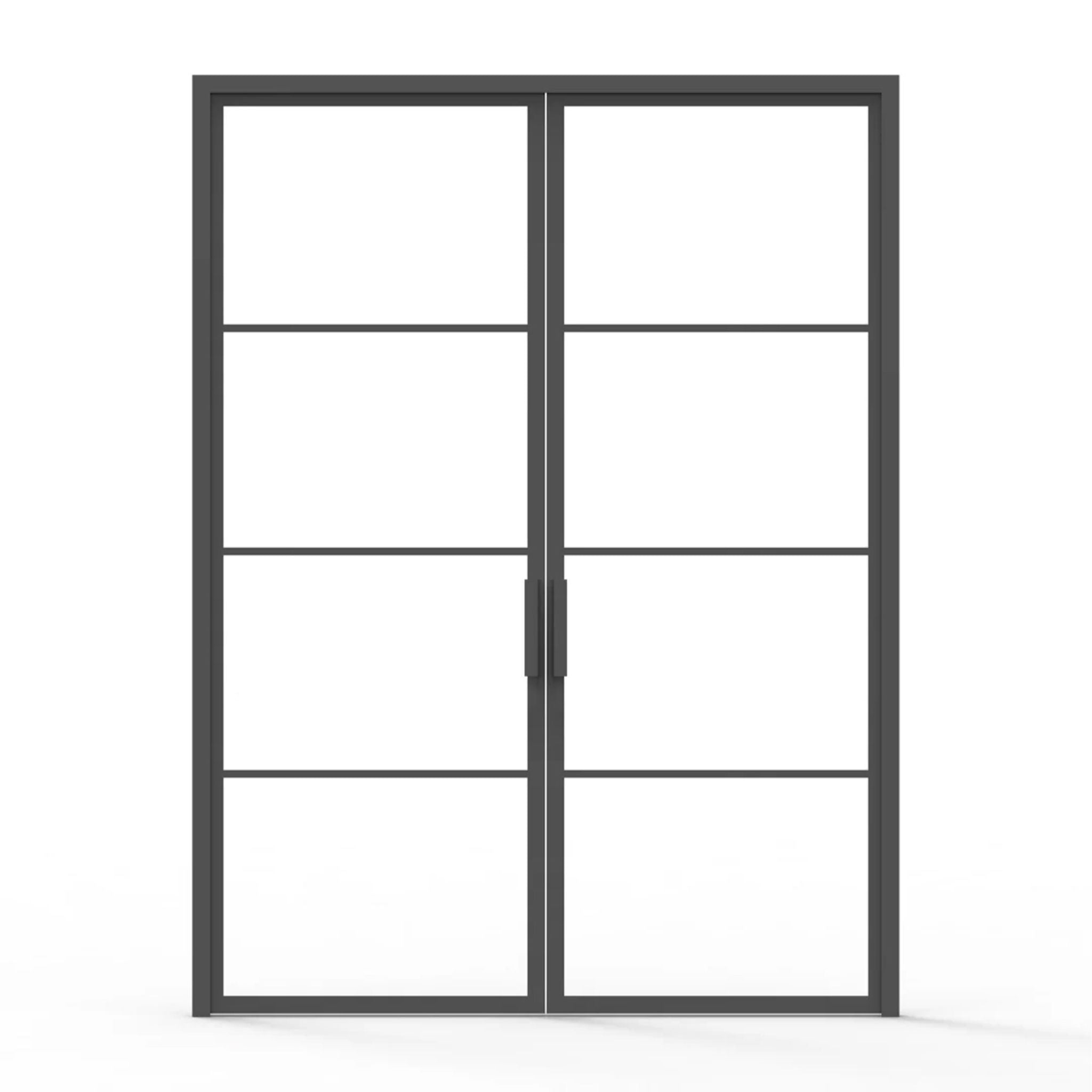 4 lite interior iron door, clear glass, flat handle, 72" x 96"