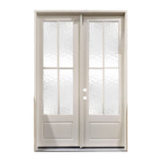 4 lite sdl fiberglass entry door, primed wood grain finish, textured glass, white
