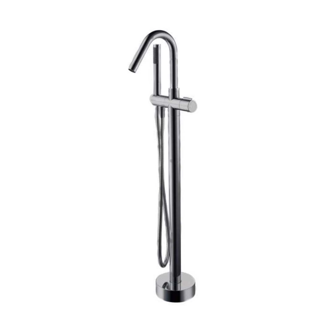 Flux Freestanding Tub Filler; Satin Nickel