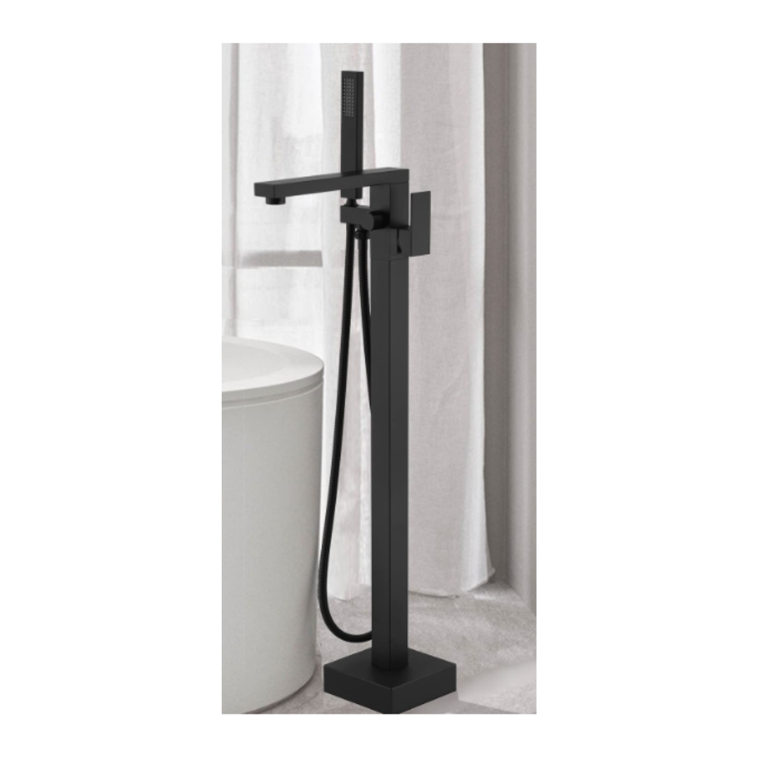 Wave Freestanding Tub Filler; Black