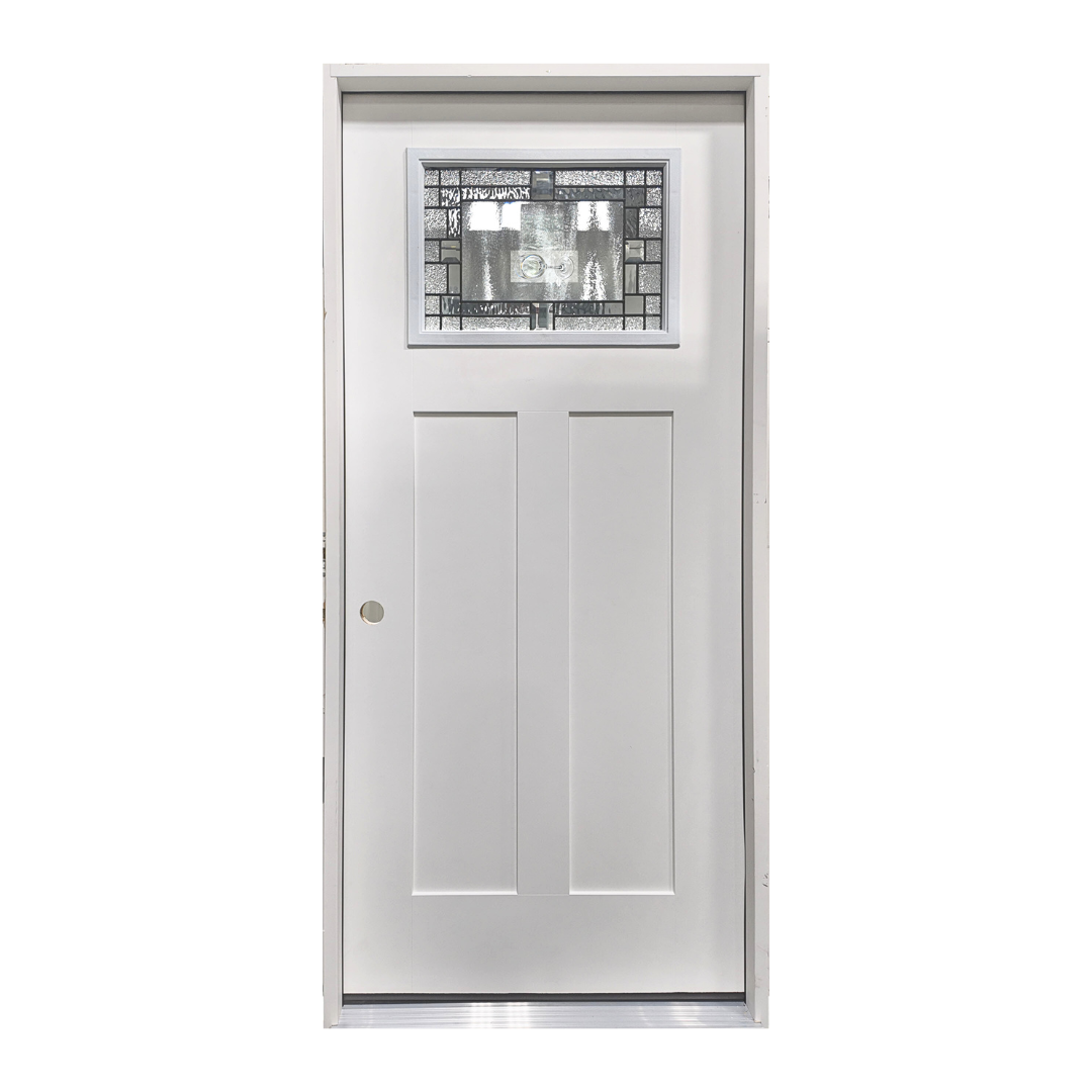 Craftsman Patina Fiberglass Exterior Door; Silver; Right Hand Swing; 3 ft. x 6 ft. 8 in.