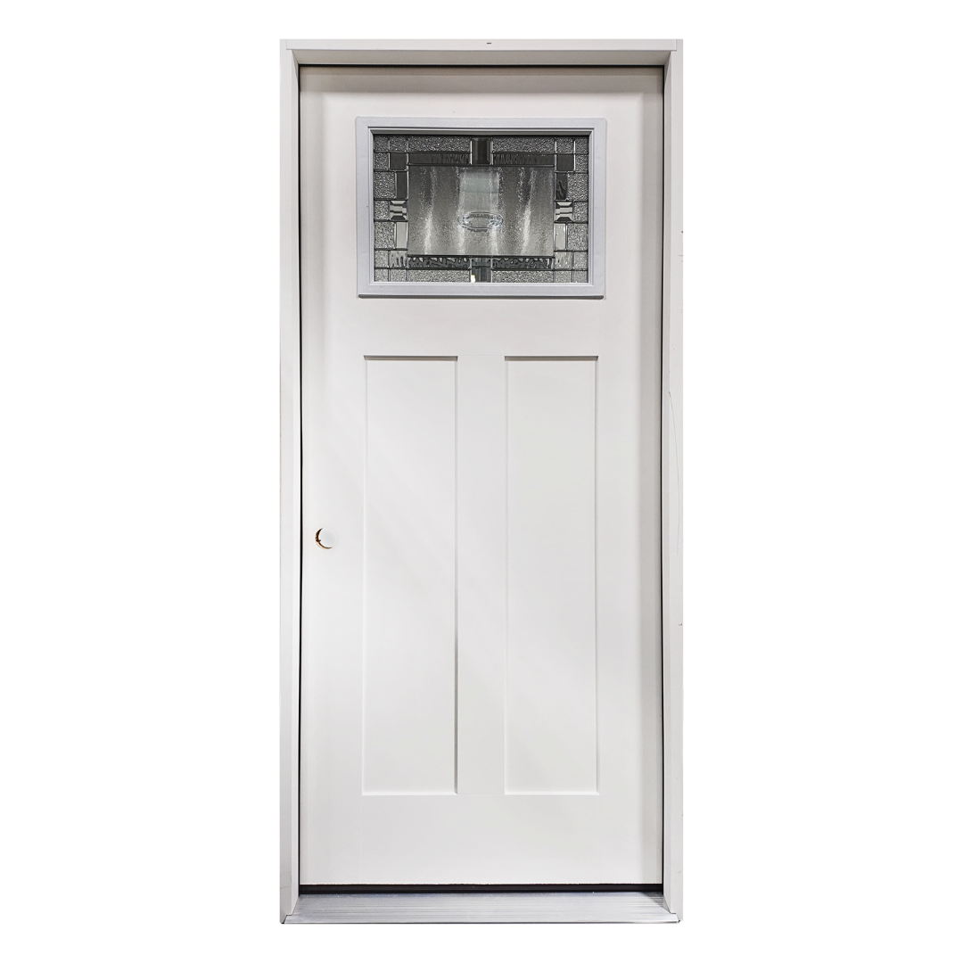 Craftsman Patina Fiberglass Exterior Door; Right Hand Swing; Silver; 3 ft. x 6 ft. 8 in.
