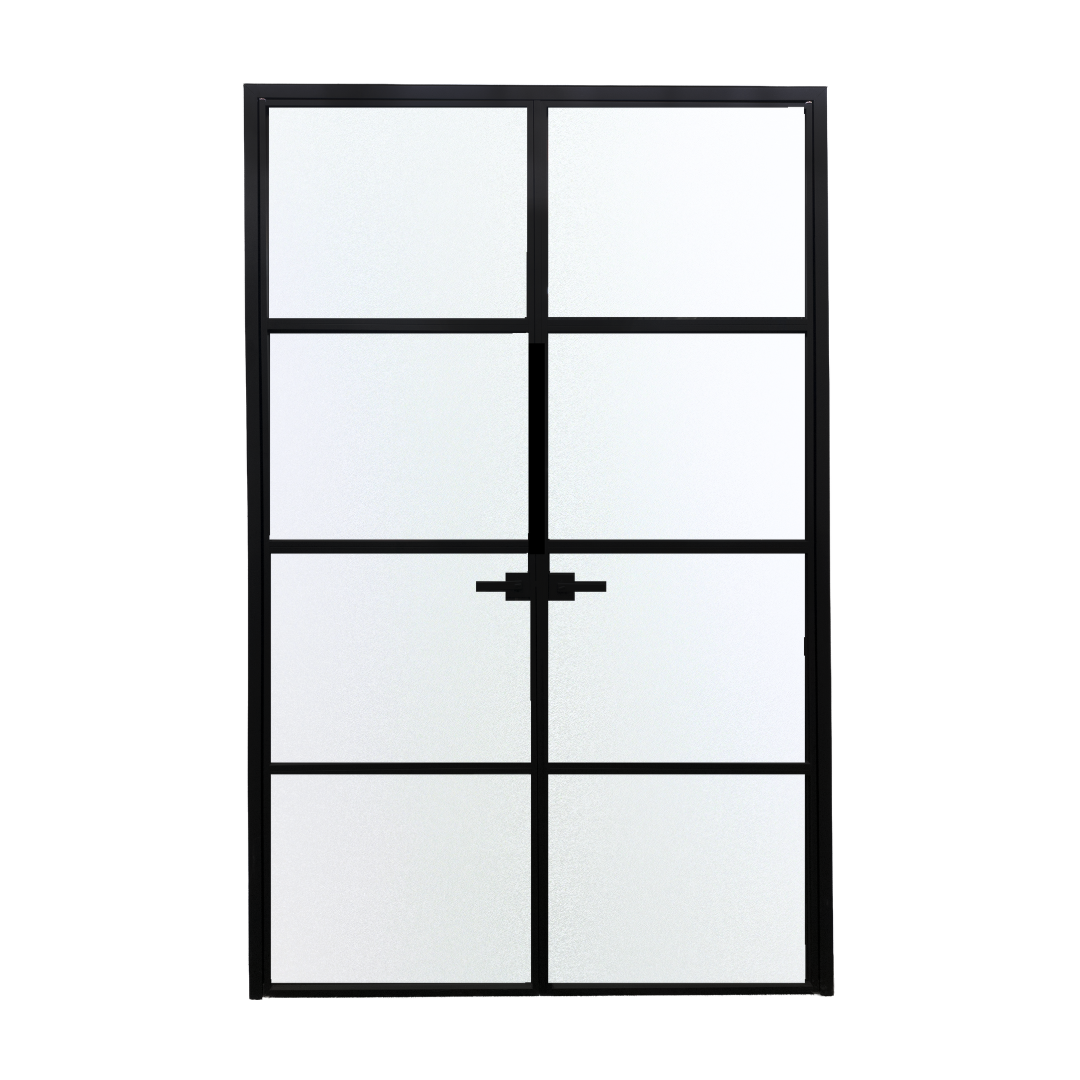 Alexues Interior Aluminum 4 Lite Double Door with Clear Glass