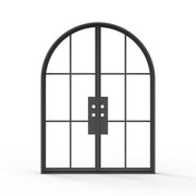 6 lite french steel arch top door, exterior modern black door, clear glass