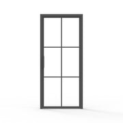 6 lite steel interior door, clear glass, black finish
