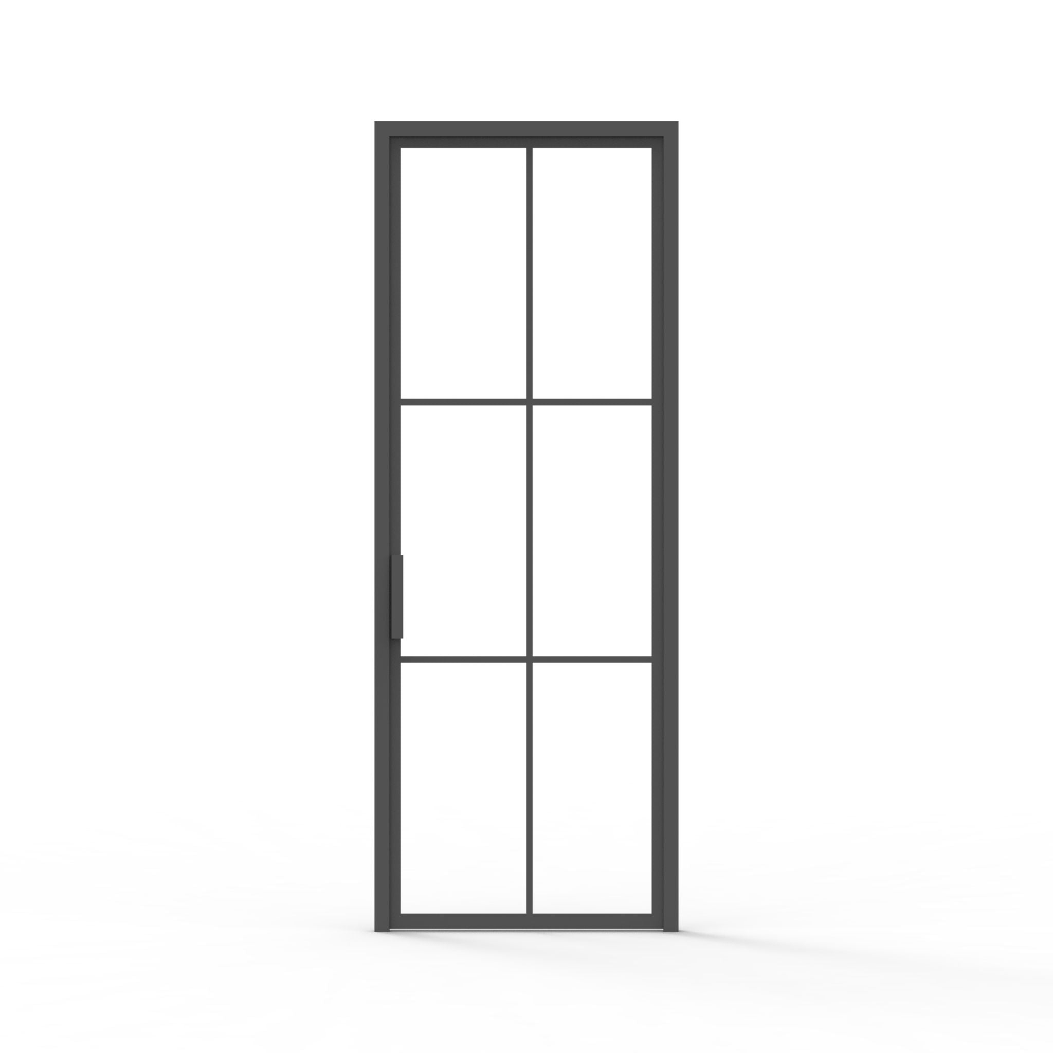 6 lite steel interior door, black finish, clear glass panels, office door