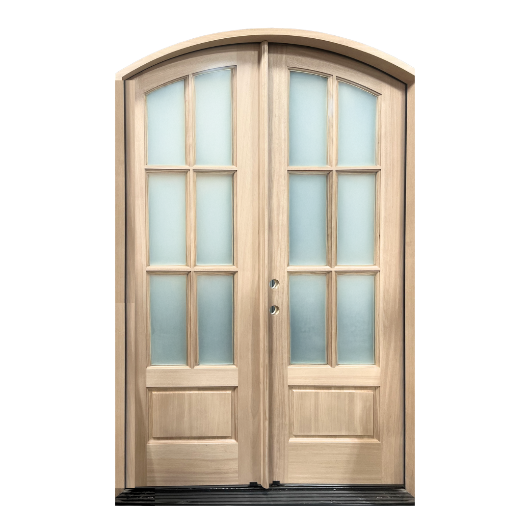 6 Lite Arched Top Mahogany Door; Clear Flat Glass; 60.5 in. x 81.5 in. ; Right Hand Swing