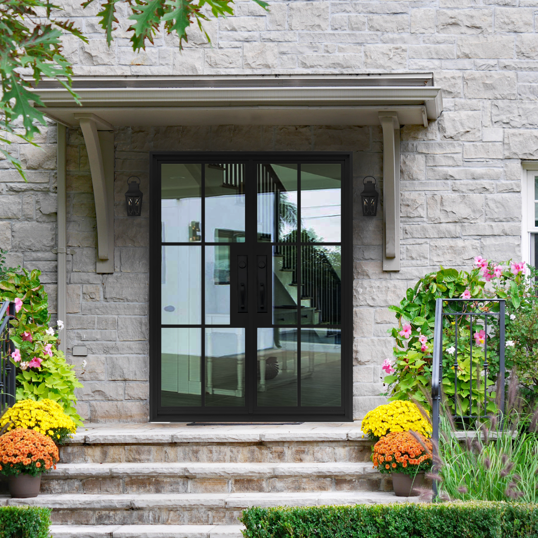Black French Steel Door with Glass