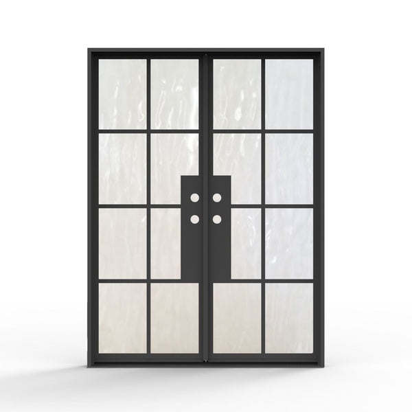 8 lite french steel exterior double door