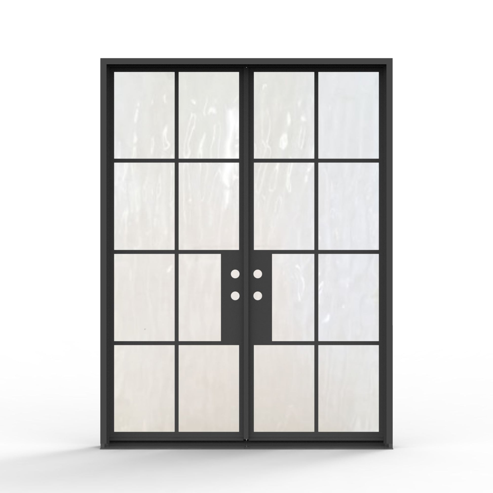 8 lite french steel double door, matte black finish, flemish glass, contemporary front door