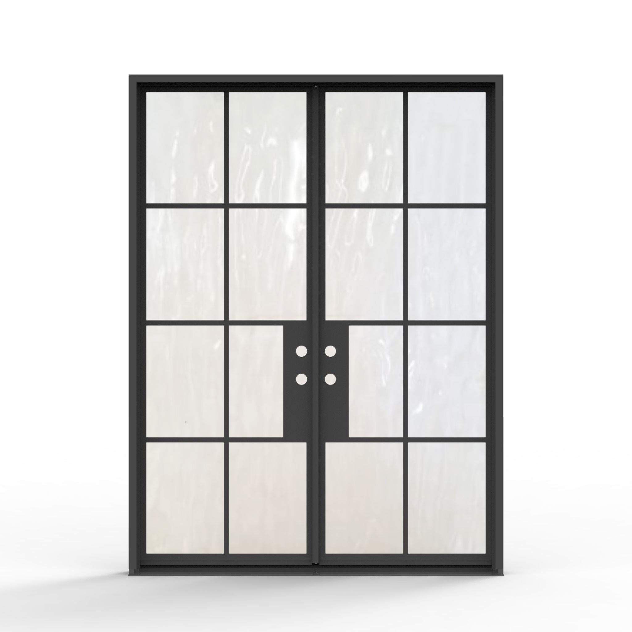 8 lite french steel double door, matte black finish, flemish glass, contemporary front door
