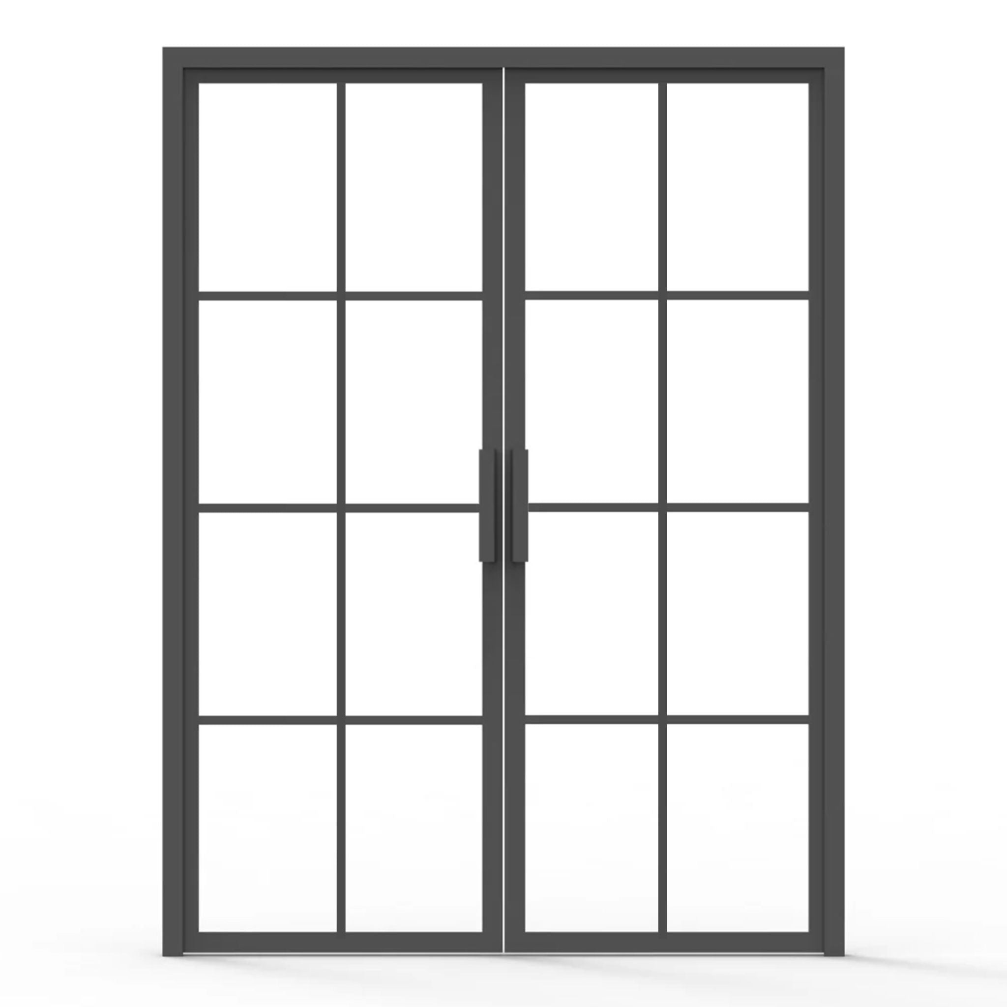 8 lite interior iron door, clear glass, flat handle, 60" x 80"