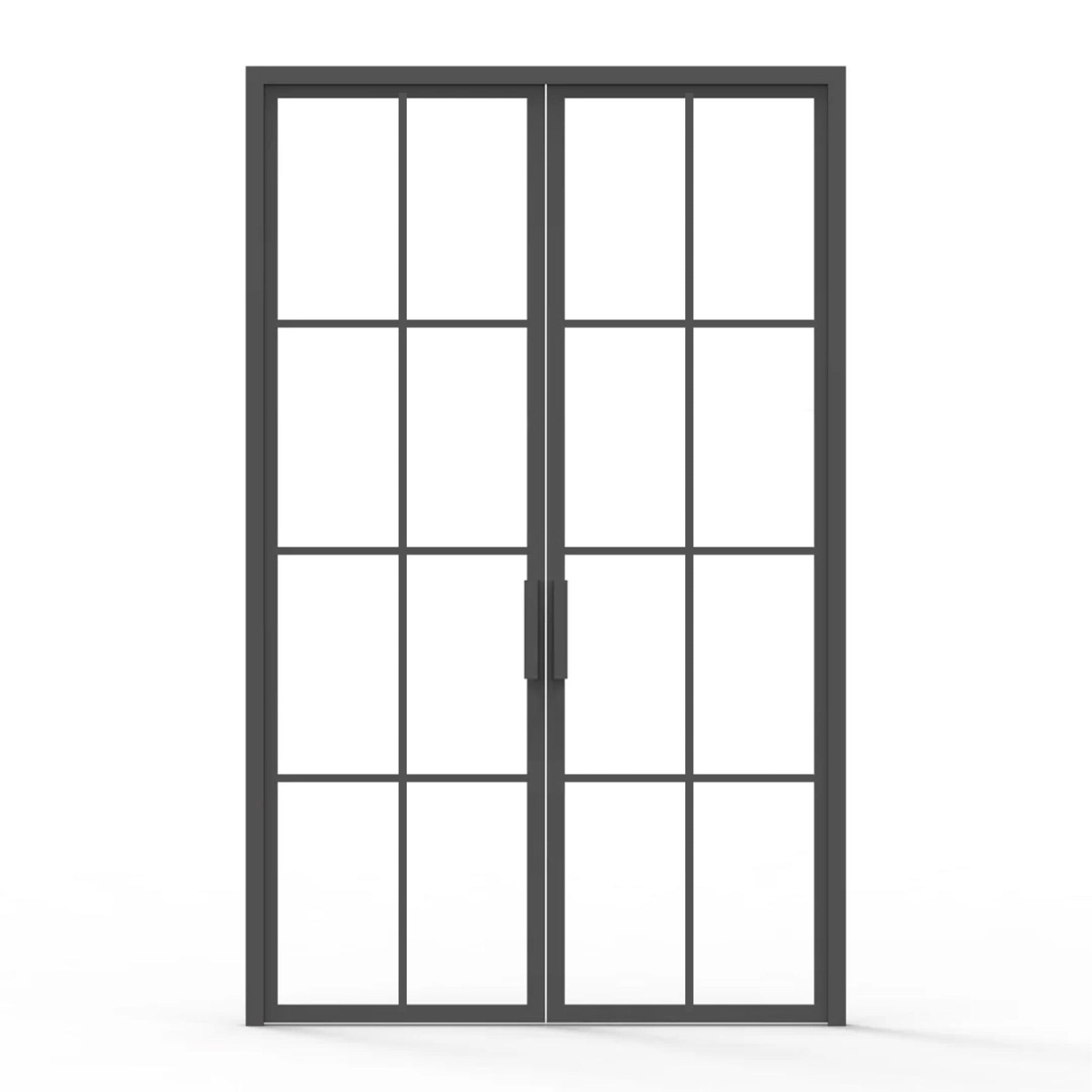 8 lite interior iron door, clear glass, flat handle, 60" x 96"