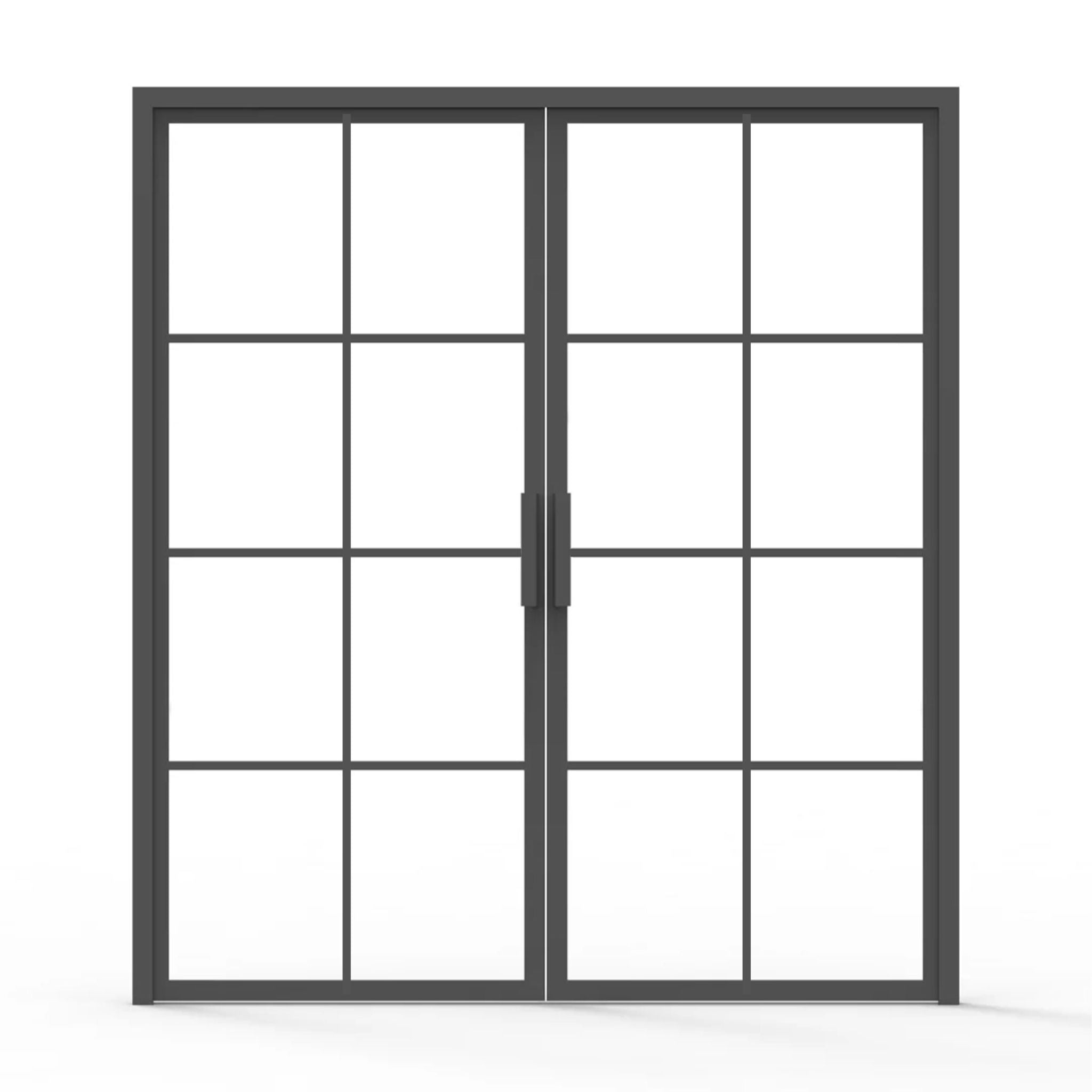 8 lite interior iron door, clear glass, flat handle, 72" x 80"