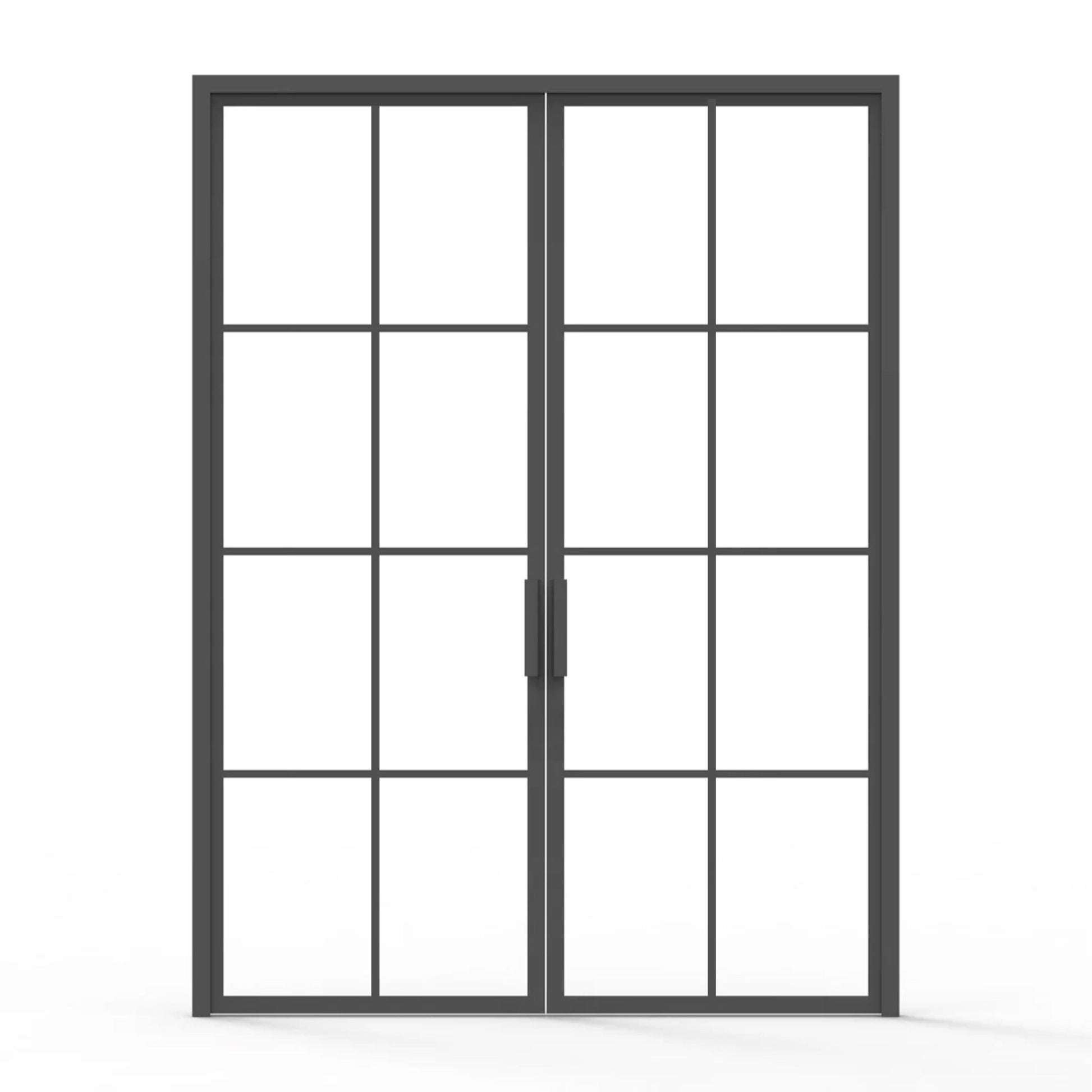 8 lite interior iron door, clear glass, flat handle, 72" x 96"