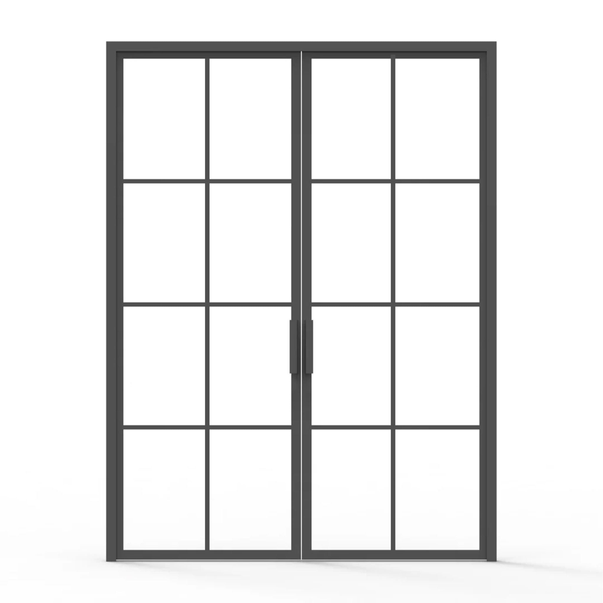 8 lite interior iron door, clear glass, flat handle, 72" x 96"