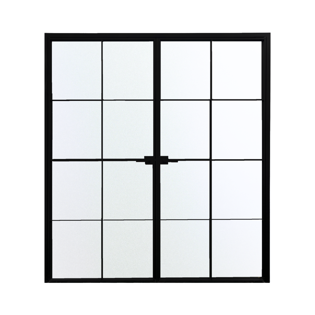 Alexues Interior Aluminum 8 Lite Double Door with Clear Glass