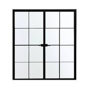 Alexues Interior Aluminum 8 Lite Double Door with Clear Glass