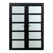 Alexues Aluminum 5 Lite Double Entry Door - Inswing with Clear Glass