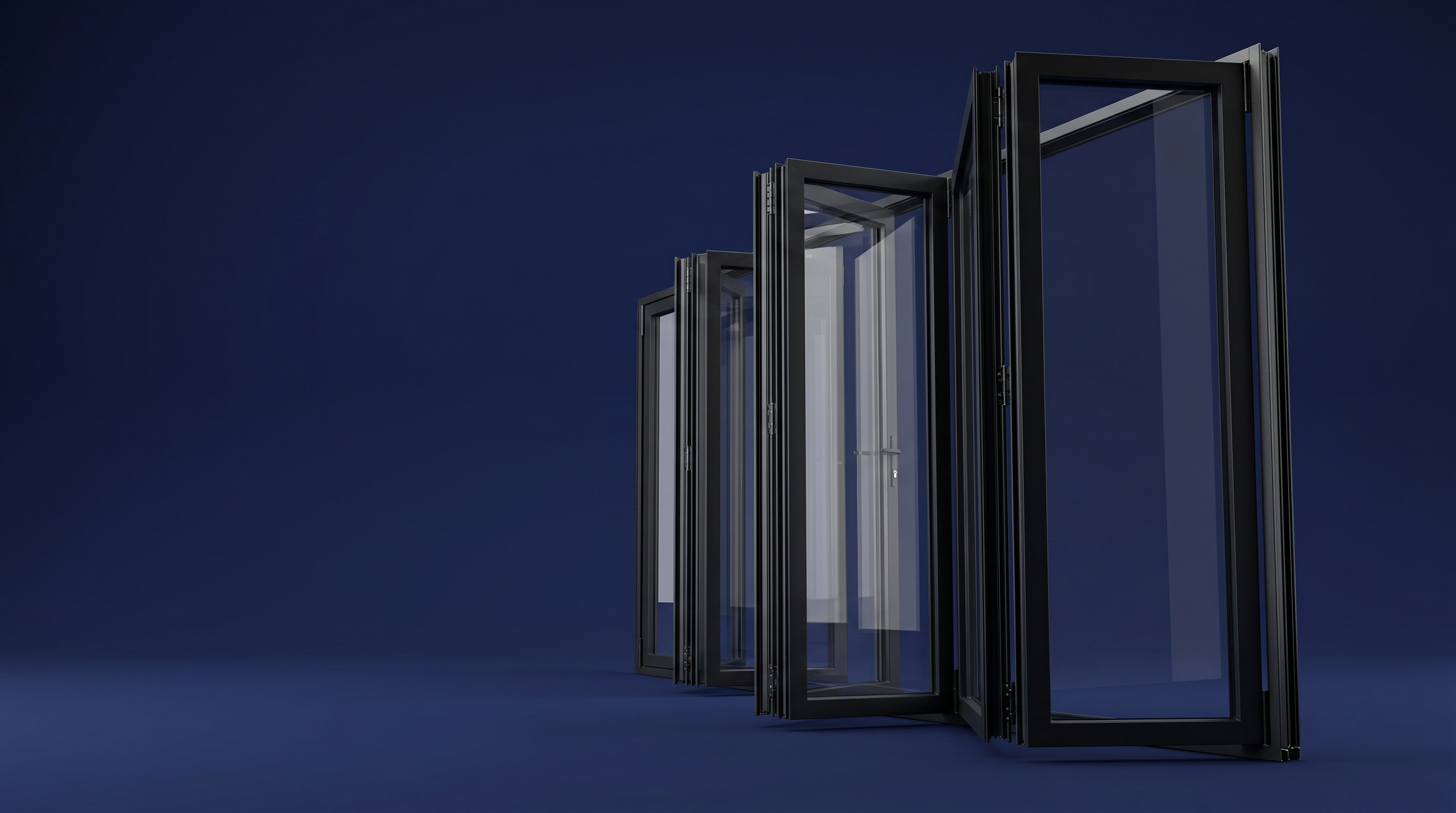 Alexues aluminum door — navy header crop