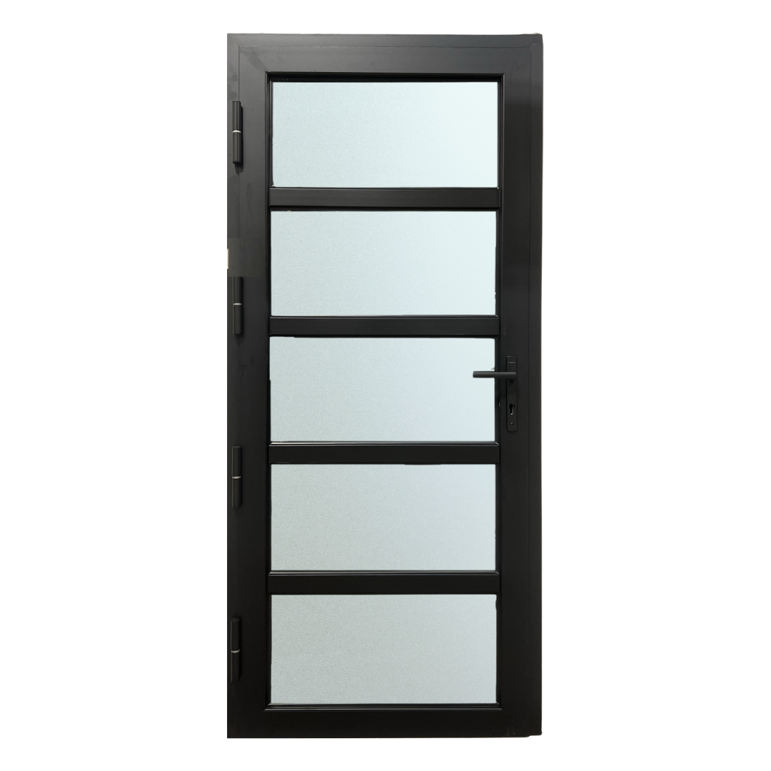 Alexues Aluminum 5 Lite Single Entry Door with Clear Glass