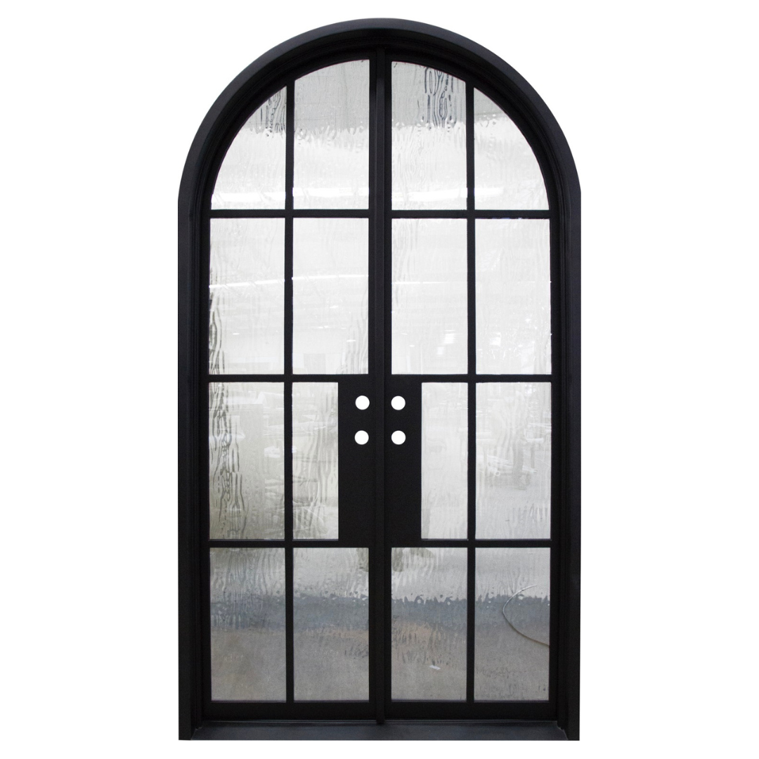 Geoffrey Wrought Iron Double Entry Door with Flemish Glass