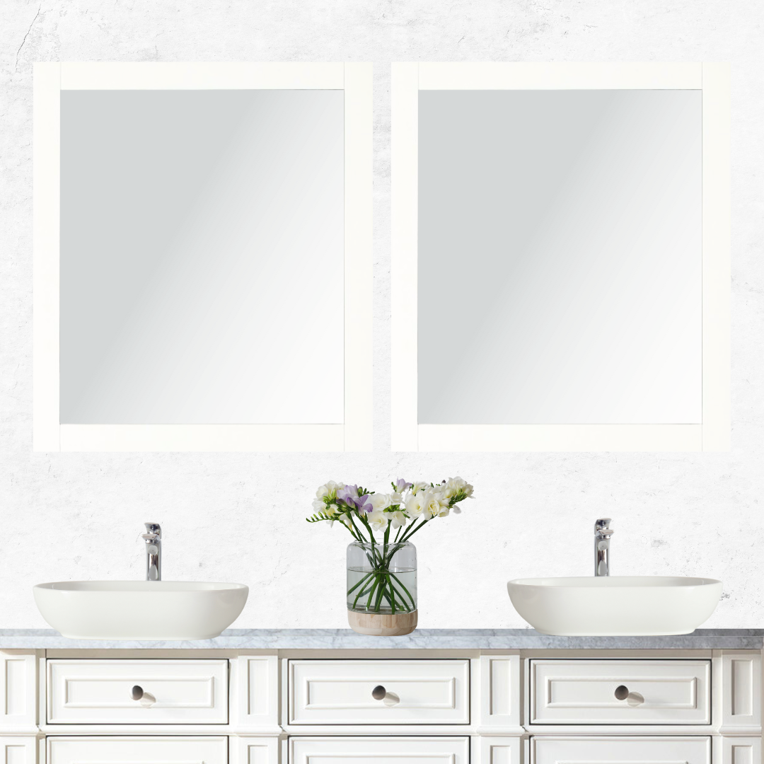 Julie Vanity Mirror Set; 28 in. x 32 in. - 2 Pack; White