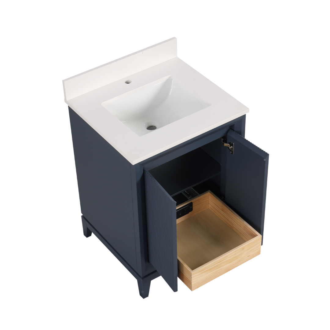 Nova Vanity; Navy Blue; 24 in. inside view