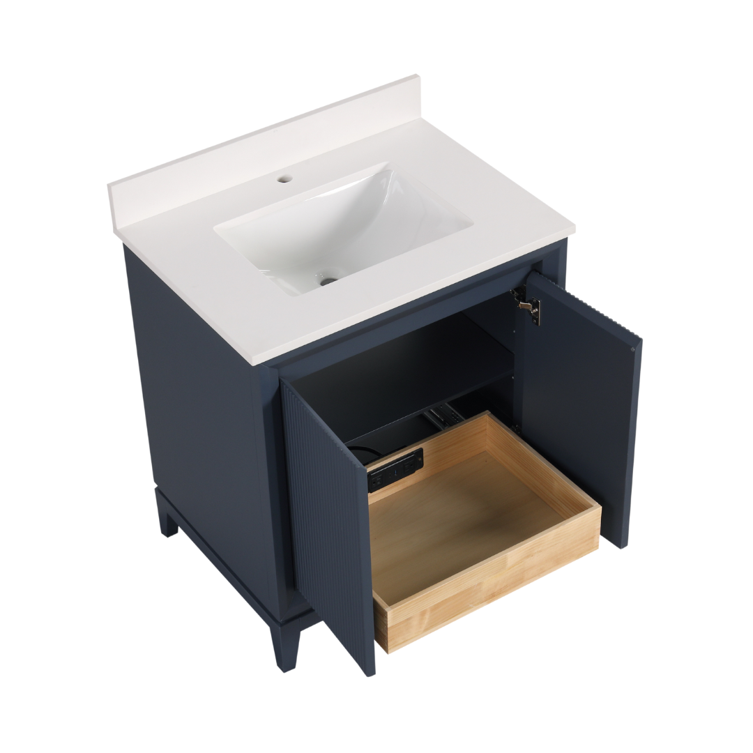 Nova Vanity; Navy Blue; 30 in. inside view