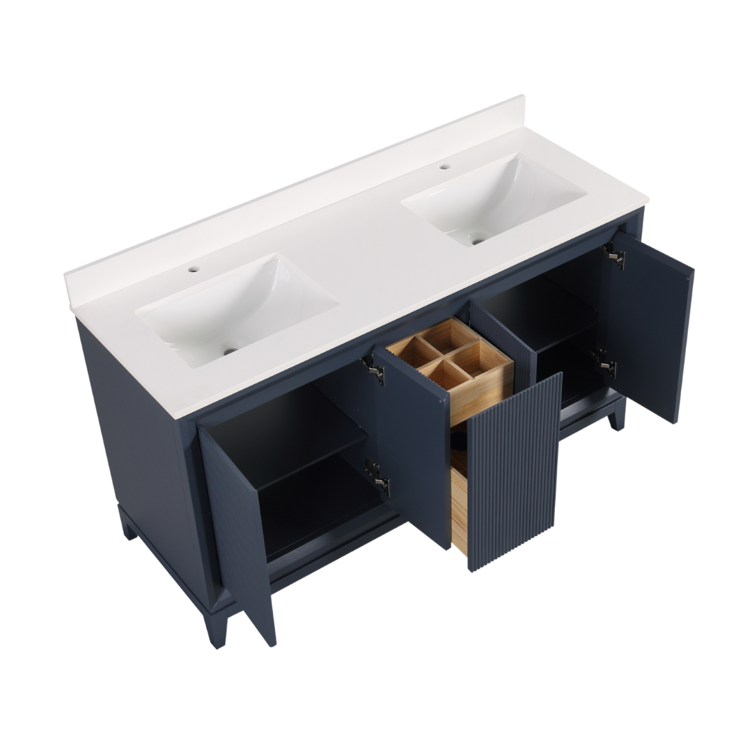 Nova Vanity; Navy Blue; 60 in. DB inside view