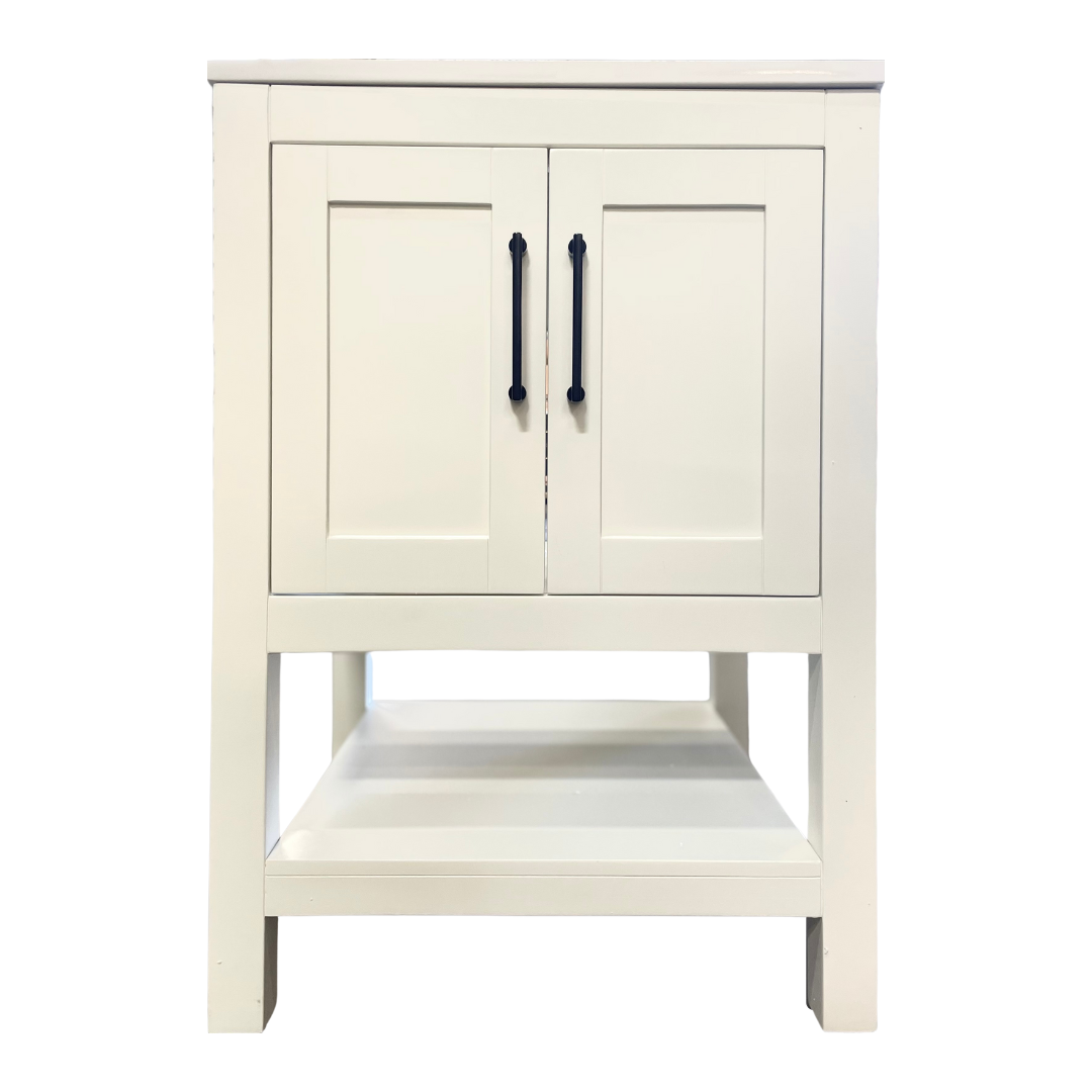 Rue Vanity; White Dove with Black Hardware; 24 in.