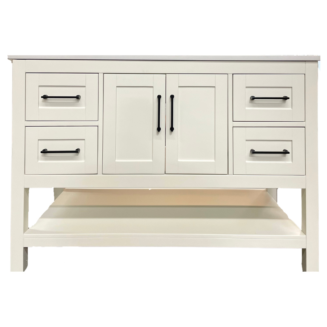 Rue Vanity; White Dove with Black Hardware; 48 in.