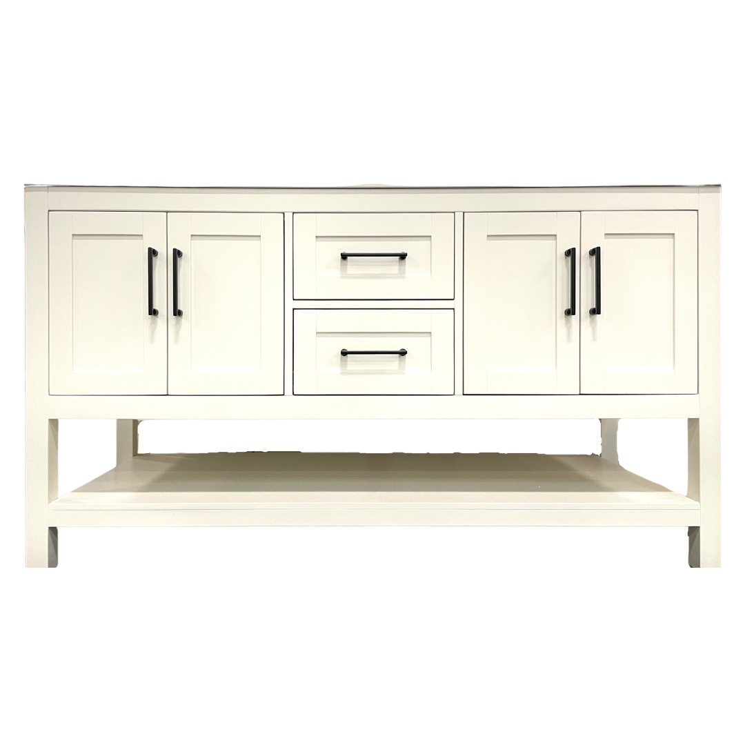 Rue Vanity; White Dove with Black Hardware; 60 DB in.