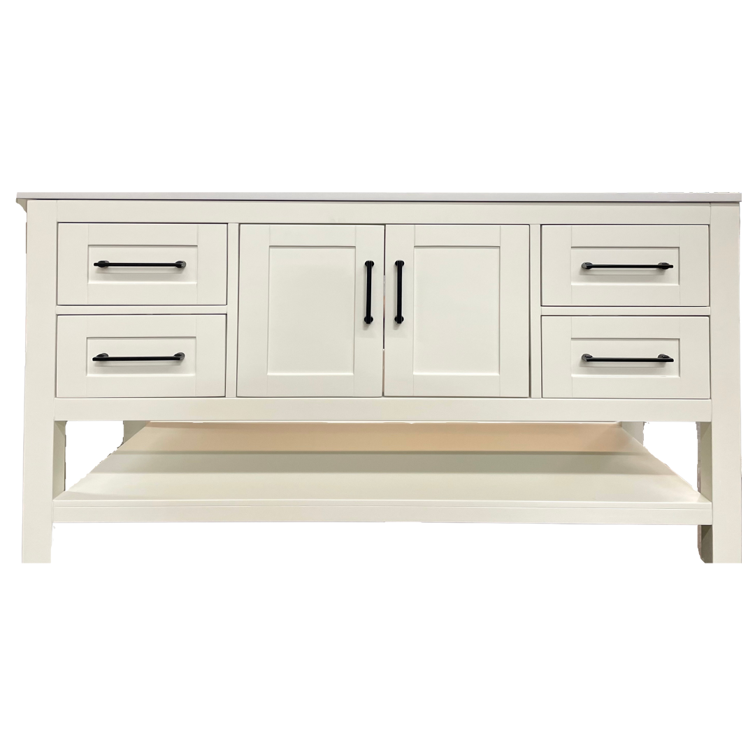 Rue Vanity; White Dove with Black Hardware; 60 SB in.