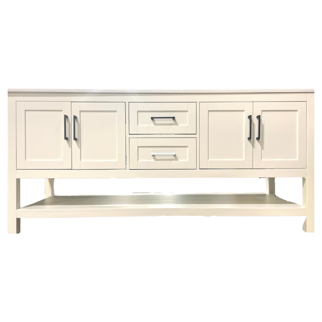 Rue Vanity; White Dove with Black Hardware; 72 in.