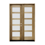Sahara Series, 5 Lite "Thermo-Wood" Double Door; Chinchilla Glass; Right Hand Swing; 60.5 in. x 81.5 in.